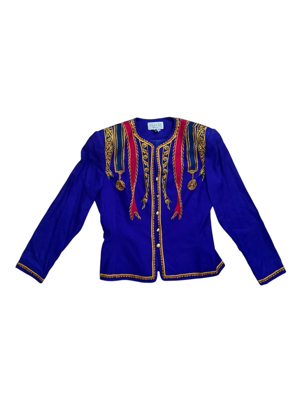 Adrianna Papell 100% Silk Women’s Vintage Purple Trophy Design Jacket